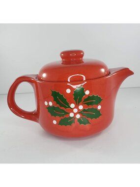 Waechtersbach Germany Red Holly Berry Mistletoe Teapot West Germany